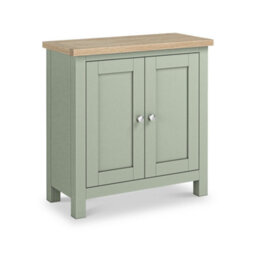 Farro Sage Mini Cupboard With Washed Oak Top - Fully Assembled - By Roseland Furniture