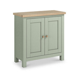 Farro Sage Mini Cupboard With Washed Oak Top - Fully Assembled - By Roseland Furniture - thumbnail 4