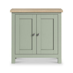 Farro Sage Mini Cupboard With Washed Oak Top - Fully Assembled - By Roseland Furniture - thumbnail 2