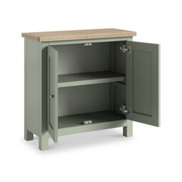 Farro Sage Mini Cupboard With Washed Oak Top - Fully Assembled - By Roseland Furniture - thumbnail 6