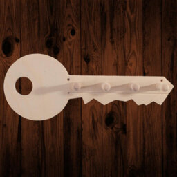 Woodeedoo Wall Mounted Wooden Key Hooks Key Shaped Key Holder Entryway Pegboard Organiser Plain Birch 25.5 X 10 Cm - thumbnail 1