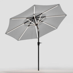 Living And Home 3M Large Garden Solar Led Lights Parasol Outdoor Patio Umbrella Sun Shade Crank Tilt No Base, Light Grey - thumbnail 3