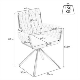Abrihome Set Of 6, Velvet Dining Chair, Armchair, Leisure Swivel Chair With Four Metal Support Legs, Beige - thumbnail 4