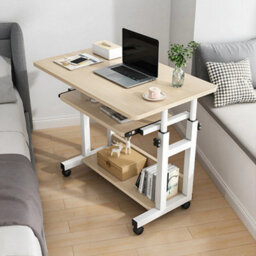 Wood Color Mobile Computer Desk Home Office Pc Laptop Table Work Study Gaming Workstation - thumbnail 1