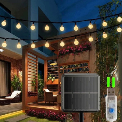 59Ft 100 Led Solar Ball String Lights Warm White Outdoor Garden Party - image 1