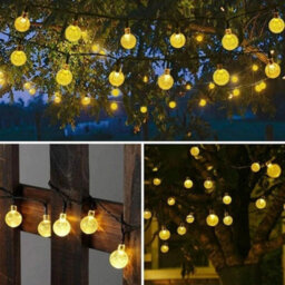 59Ft 100 Led Solar Ball String Lights Warm White Outdoor Garden Party - thumbnail 6