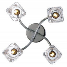 Happy Homewares Modern Polished Chrome 4-Bulb Ceiling Light With Square Clear Ice Cube Shades - thumbnail 2