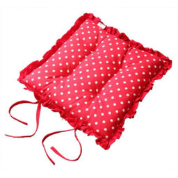 Homescapes Reversible Red Frilled Cushion Seat Pad With Ties Owls - thumbnail 2