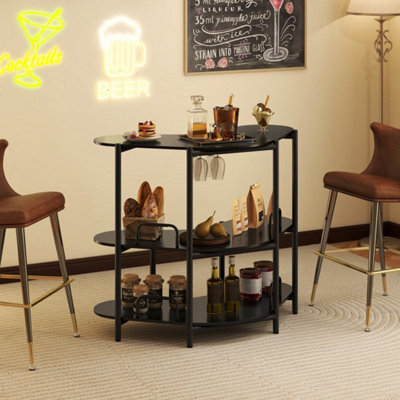 Bar Unit For Liquor 3 Tier Corner Bar Table With Wine Glasses Holder - image 1