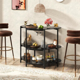 Bar Unit For Liquor 3 Tier Corner Bar Table With Wine Glasses Holder - thumbnail 4
