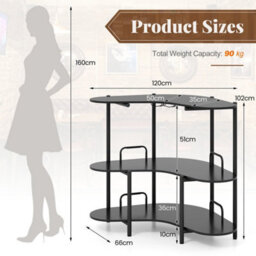Bar Unit For Liquor 3 Tier Corner Bar Table With Wine Glasses Holder - thumbnail 2