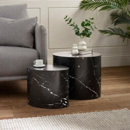 Oakham Sorrento Nest Of 2 Tables In Black Marble Effect - thumbnail 4