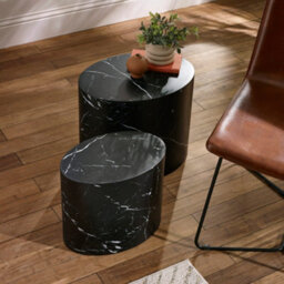 Oakham Sorrento Nest Of 2 Tables In Black Marble Effect - thumbnail 5