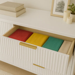 Home Treats Ridged Chest Of Drawers Large Set Of 6 Drawers White Bedroom Dresser - thumbnail 5