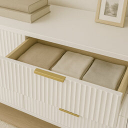 Home Treats Ridged Chest Of Drawers Large Set Of 6 Drawers White Bedroom Dresser - thumbnail 3