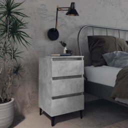 Berkfield Bed Cabinet With Metal Legs Concrete Grey 40X35X69 Cm - thumbnail 1