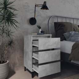 Berkfield Bed Cabinet With Metal Legs Concrete Grey 40X35X69 Cm - thumbnail 3