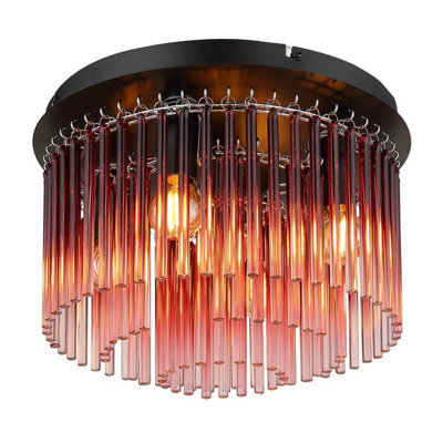 Luminosa Lighting Luminosa Gorley Ceiling Light Matt Black Blackberry Glass Shade 5X E14 - image 1