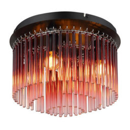 Luminosa Lighting Luminosa Gorley Ceiling Light Matt Black Blackberry Glass Shade 5X E14 - thumbnail 1