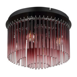 Luminosa Lighting Luminosa Gorley Ceiling Light Matt Black Blackberry Glass Shade 5X E14 - thumbnail 2