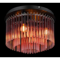 Luminosa Lighting Luminosa Gorley Ceiling Light Matt Black Blackberry Glass Shade 5X E14 - thumbnail 3
