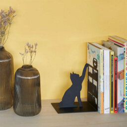 Balvi Fishing Cat Silhouette Metal Bookend Novelty Book Stopper - thumbnail 3