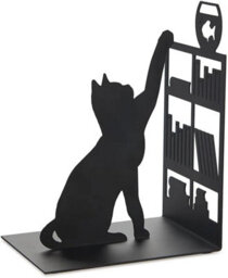 Balvi Fishing Cat Silhouette Metal Bookend Novelty Book Stopper - thumbnail 2