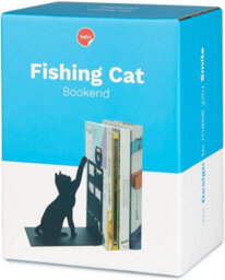Balvi Fishing Cat Silhouette Metal Bookend Novelty Book Stopper - thumbnail 5