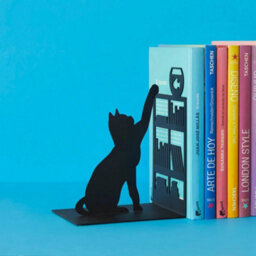 Balvi Fishing Cat Silhouette Metal Bookend Novelty Book Stopper - thumbnail 4