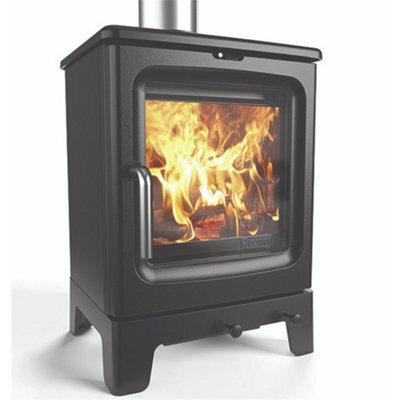 Marlborough Modern Metallic Black 4.7Kw Defra Wood Burning Stove - image 1