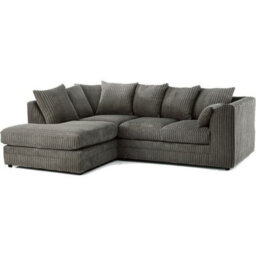 Furnishings For Less UK Luxor Jumbo Cord 4 Seater Corner Sofa Grey Left Hand Facing - thumbnail 1