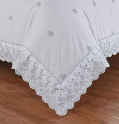 Homespace Direct Ltd Homespace Direct Arielle White Bedspread Set With Pillowshams Bedding 254X254Cm - thumbnail 4