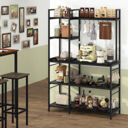 Gainoom Black Bakers Rack 5-Tier Coffee Bar Table 159 Cm Large Microwave Stand - thumbnail 5