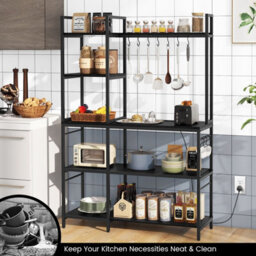 Gainoom Black Bakers Rack 5-Tier Coffee Bar Table 159 Cm Large Microwave Stand - thumbnail 4