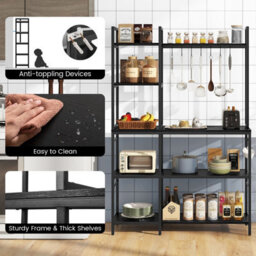 Gainoom Black Bakers Rack 5-Tier Coffee Bar Table 159 Cm Large Microwave Stand - thumbnail 2