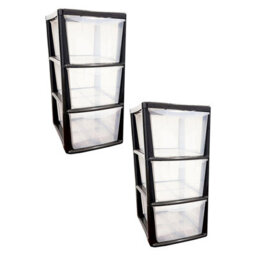 Pluto Packaging 1 X Black Frame Modular Multipurpose Home Office Plastic 3 Drawer Storage Unit - thumbnail 3