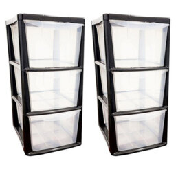 Pluto Packaging 1 X Black Frame Modular Multipurpose Home Office Plastic 3 Drawer Storage Unit - thumbnail 2