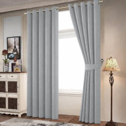 Bedlooms Grey Linen Curtain 100% Blackout Thermal Insulated Eyelet Curtain (Pair) 66 X 72 Inches With Tie Back Two - thumbnail 9