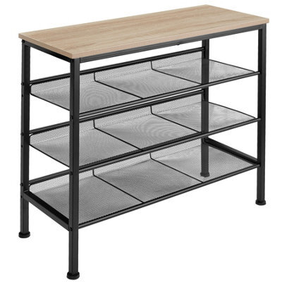 Tectake Shoe Rack Wolverhampton - Surface Shelf And 3 Grid Shelves, Industrial Style -  - Industrial Wood Light, Oak Sonoma - image 1