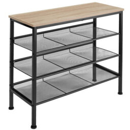 Tectake Shoe Rack Wolverhampton - Surface Shelf And 3 Grid Shelves, Industrial Style -  - Industrial Wood Light, Oak Sonoma - thumbnail 1
