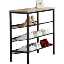 Tectake Shoe Rack Wolverhampton - Surface Shelf And 3 Grid Shelves, Industrial Style -  - Industrial Wood Light, Oak Sonoma - thumbnail 7