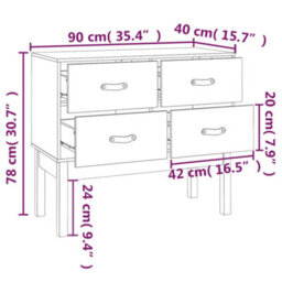 Berkfield Console Cabinet White 90X40X78 Cm Solid Wood Pine - thumbnail 9