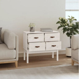 Berkfield Console Cabinet White 90X40X78 Cm Solid Wood Pine - thumbnail 6