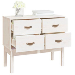 Berkfield Console Cabinet White 90X40X78 Cm Solid Wood Pine - thumbnail 7