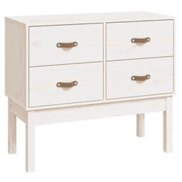 Berkfield Console Cabinet White 90X40X78 Cm Solid Wood Pine - thumbnail 2