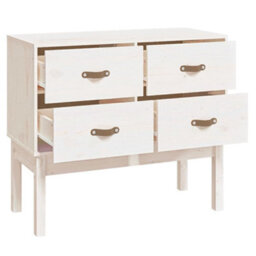 Berkfield Console Cabinet White 90X40X78 Cm Solid Wood Pine - thumbnail 4