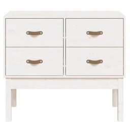 Berkfield Console Cabinet White 90X40X78 Cm Solid Wood Pine - thumbnail 3