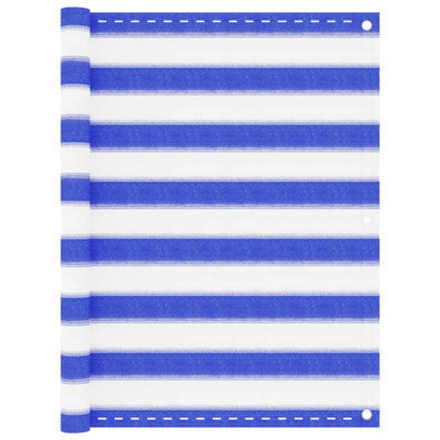 Berkfield Balcony Screen Blue And White 90X400 Cm Hdpe - image 1
