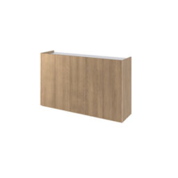 Arte Elegant Easy 01 Sideboard Cabinet H950mm W1560mm D400mm, Oak Scandi & White, Five Doors, Six Shelves, Led Lighting