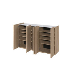 Arte Elegant Easy 01 Sideboard Cabinet H950mm W1560mm D400mm, Oak Scandi & White, Five Doors, Six Shelves, Led Lighting - thumbnail 4